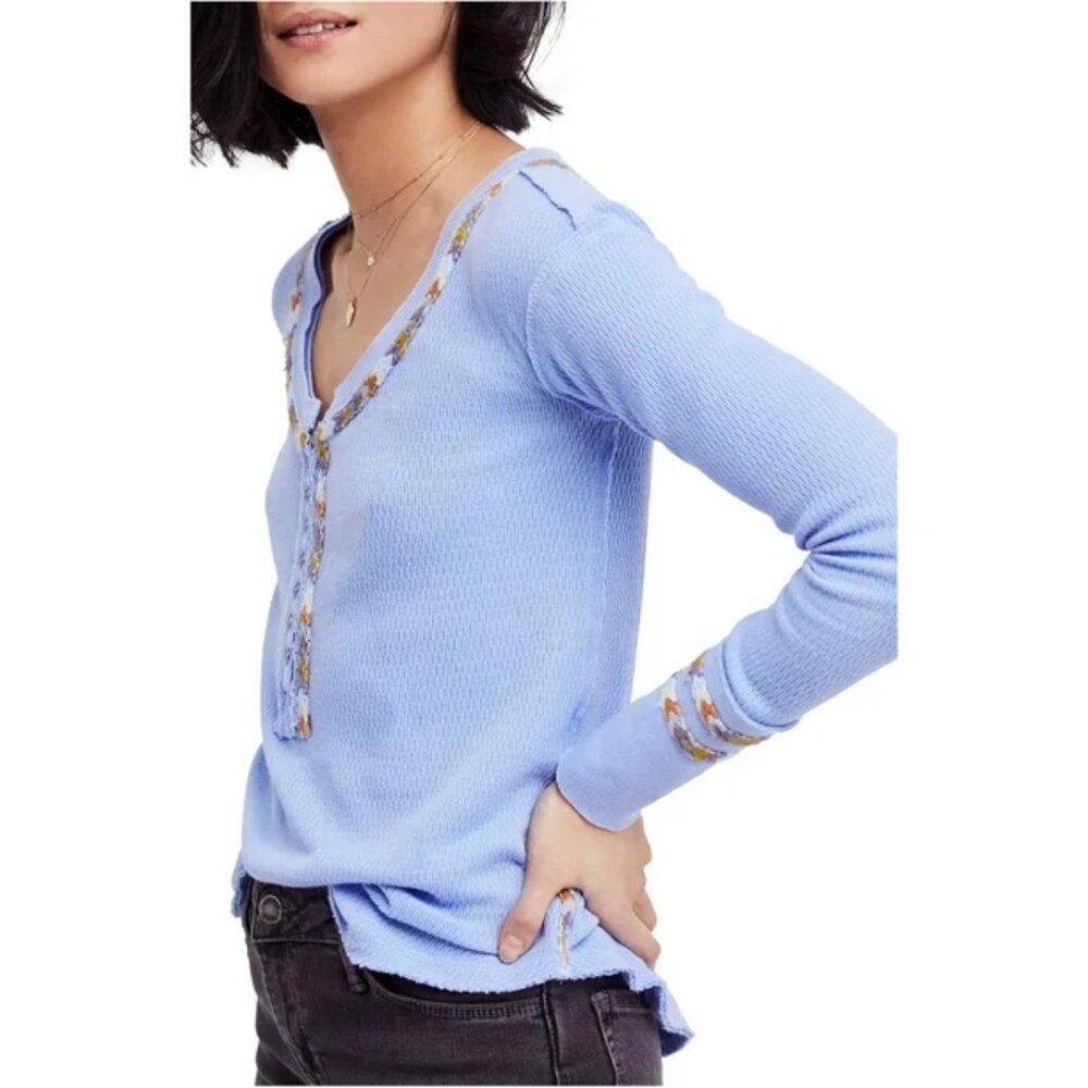 We The Free Light Blue Thermal Tee Size S